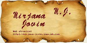 Mirjana Jovin vizit kartica